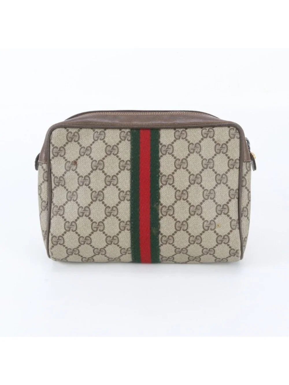 Gucci GG Supreme Sherry Line Leather Clutch Pouch Business